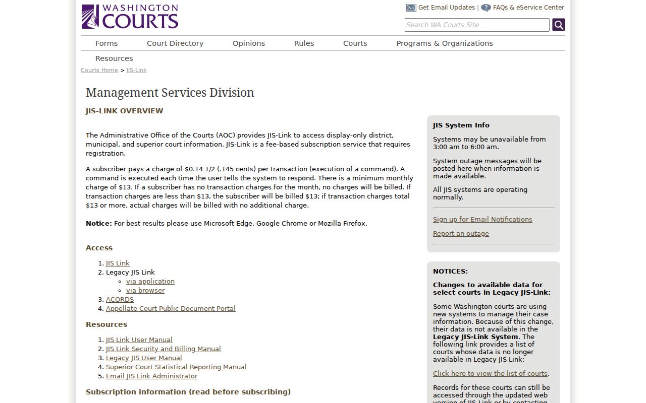 Yakima County JIS-Link court case access